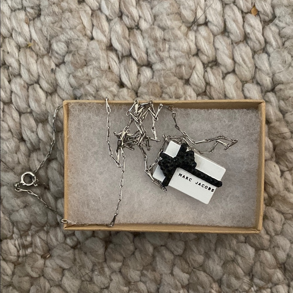 Marc Jacobs Silver Necklace with Black and White Pendant
